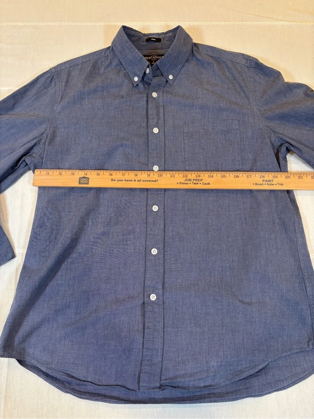 J.Crew Mercantile‎ Flex Slim Fit Button Down Shirt Men’s L Blue Stretch Oxford